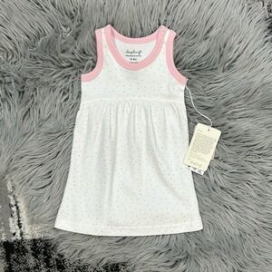 Sapling Baby Girls White Polka Dot Kitten Tank Dress Size 0/3m NWT